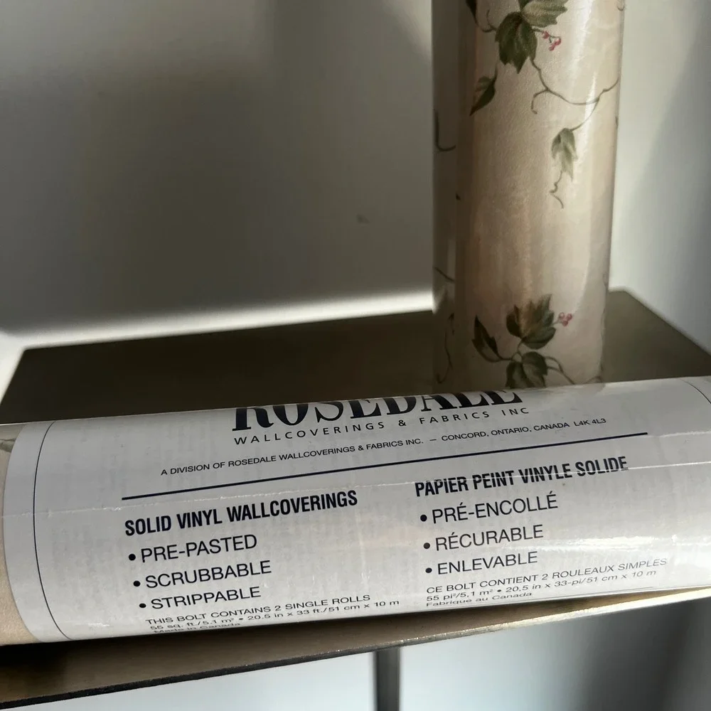 Rosedale Vinyl Wallpaper 2 Rolls Green Vine Floral VC142-1 Lot 16592